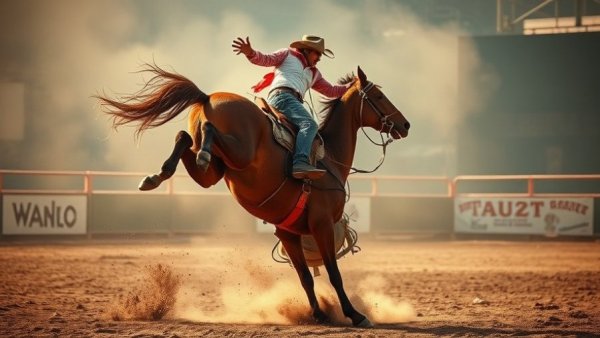 Dynamic cowboy rodeo scene illustrating opinion on AI.