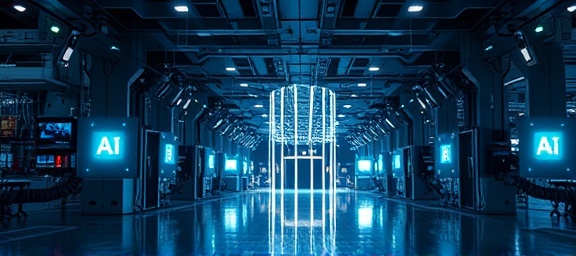 dynamic AI systems, adaptively managing, optimizing processes, photorealistic, tech hub with holographic projections, highly detailed, constant updates, vivid detail, minimalistic colors, soft spotlight, shot with a large format lens.