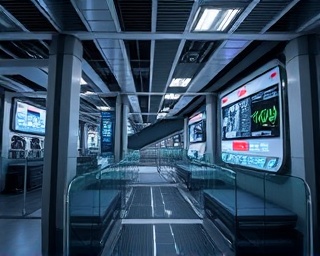 integrated AI infrastructure, layered sophistication, formulating structures, photorealistic, futuristic station with transparent displays, highly detailed, active computing, impeccable realism, monotone color scheme, reflected light, shot with a wide-angle lens.