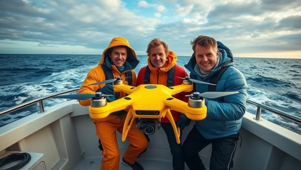 Human-machine teaming: deploying underwater drone on a boat.