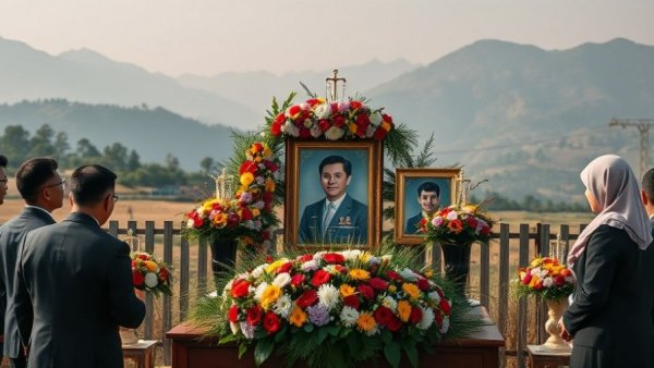 Nature issue technology impact memorial with mountains in background.
