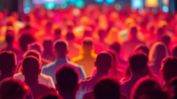 Silhouette of crowd with face recognition target at Disneyland.