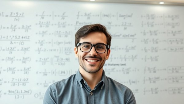 Man standing in front of a complex equation-filled whiteboard, showcasing strategic reasoning in AI.