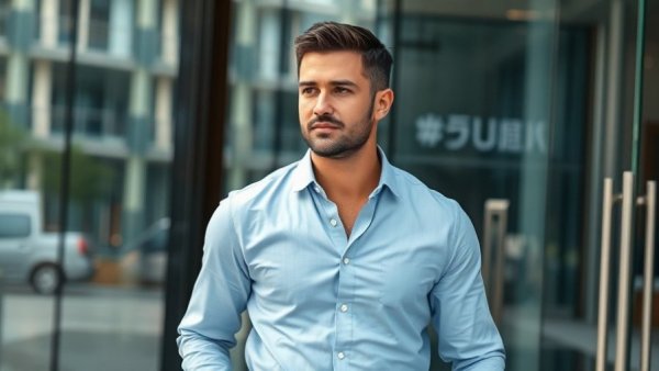 Man in blue shirt exits building confidently, Ilya Sutskever OpenAI ouster testimony.
