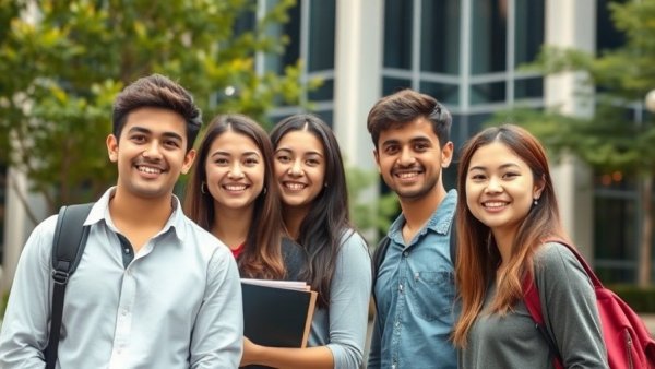 Knight-Hennessy Scholars in a portrait with modern backdrop.