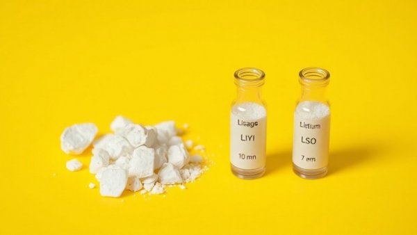 Glass vials with lithium compounds and rocks demonstrating extraction process.