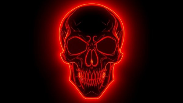 Pixelated skull symbolizes AI-driven job cuts.
