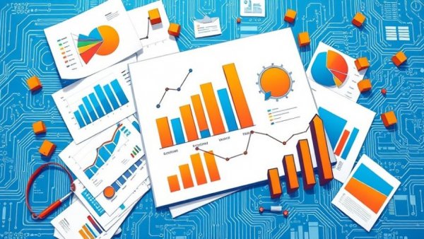 Illustration of charts over digital blueprint, AI models to interpret charts