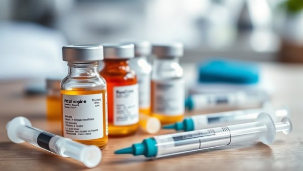 Medical vials and syringes on a lab table, Crypto-Funded Chinese Peptide Labs.