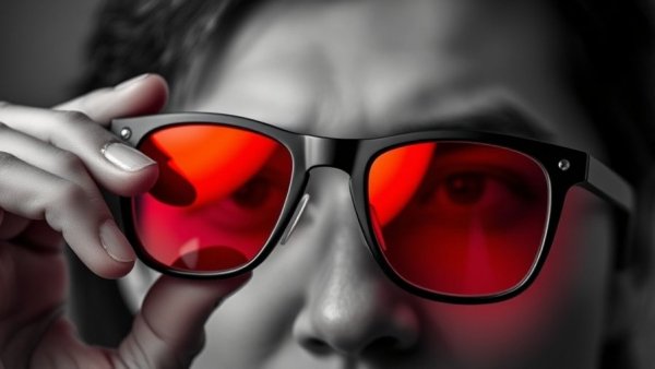 Smart glasses with red lenses highlighting privacy issues.