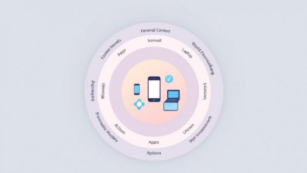Apple Siri AI personalization infographic with concentric circles.