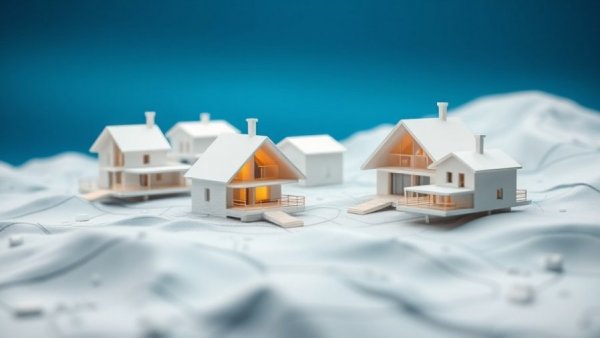 Innovative model houses symbolizing AI-powered planning tools UK housing.