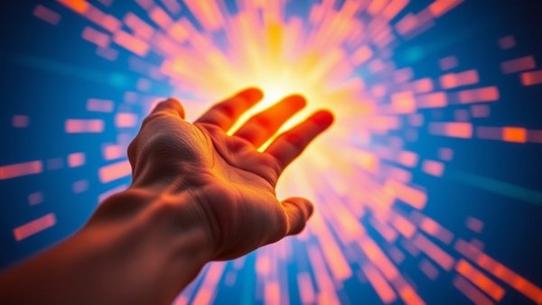 Hand interacting with abstract starburst, Anthropic's Mythos AI Release.