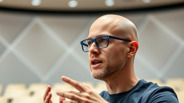 Bald man with blue glasses discussing Google DeepMind Unionization