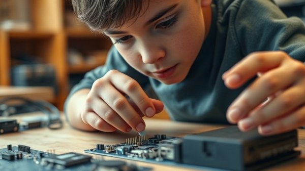 Close-up of India's next generation of innovators assembling a circuit.
