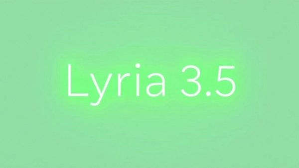 Minimalist 'Lyria 3.5' text on green gradient, AI in Music Creation.