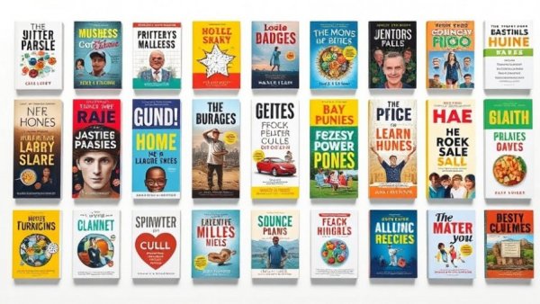 Grid of diverse book covers on assorted topics, colorful designs.
