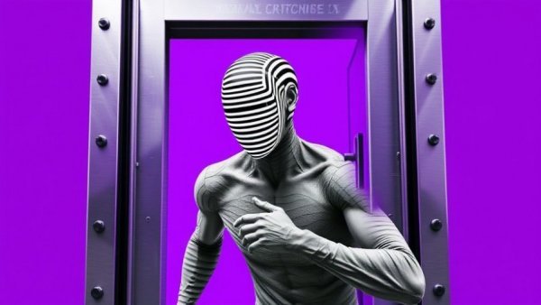Stylized Kimi K3 AI Model escaping through door, abstract art.