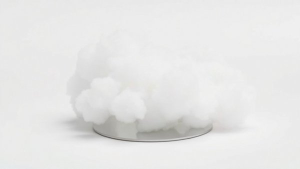 Fluffy cloud reflecting on a mirror, minimalist setting