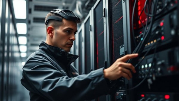 Technician in data center highlights China AI data center boom.