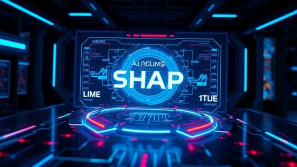 AI Model Interpretability: Futuristic display of SHAP, LIME, Integrated Gradients