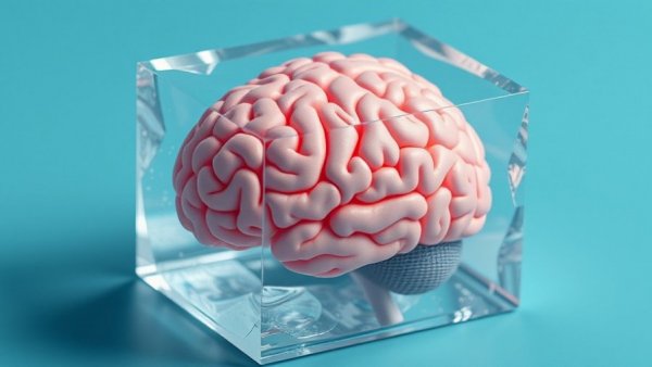 AI-powered lie detector concept with brain in ice block
