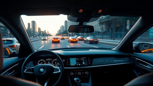 Car interior with DIY self-driving mods and digital dashboard