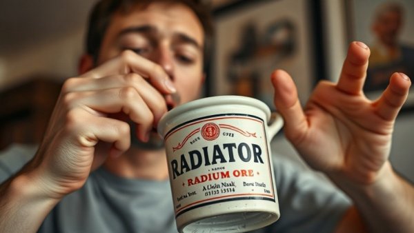 Health influencer promotes drinking radioactive water with vintage container.