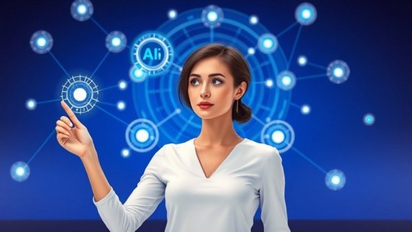 Futuristic illustration of AI networks in academia.