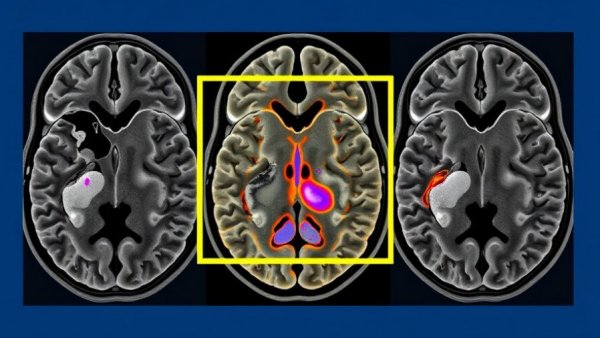 AI-assisted prenatal MRI scans showing highlighted areas