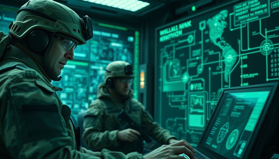 CamoGPT DEI Removal: Military officer analyzing digital data, cyber interface.