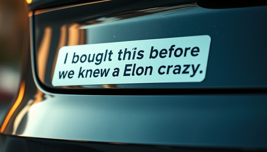 Humorous car sticker reflecting Elon Musk's political impact.
