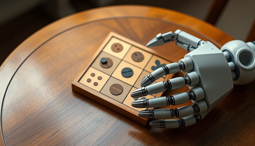 Gemini Robotics AI robotic hands playing tic-tac-toe on table
