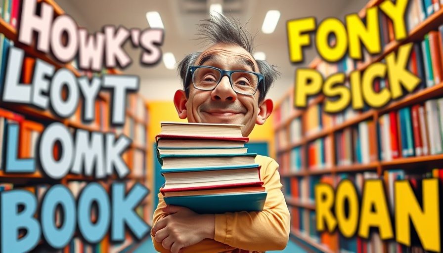 Cartoon man with books in a library, referencing Meta illegally downloaded books.