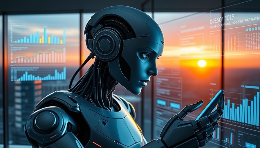 AI tracks competitor content in real time on futuristic screens.