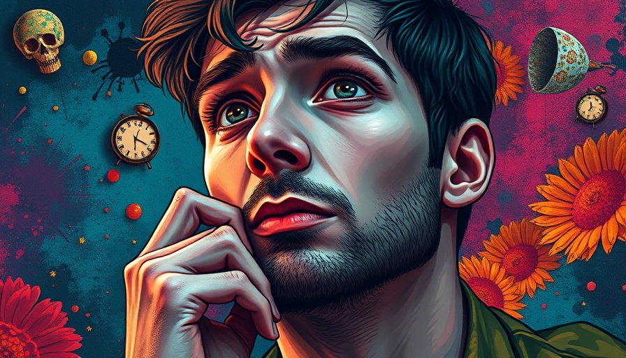 Abstract portrayal of contemplation and self-questioning, vivid colors.