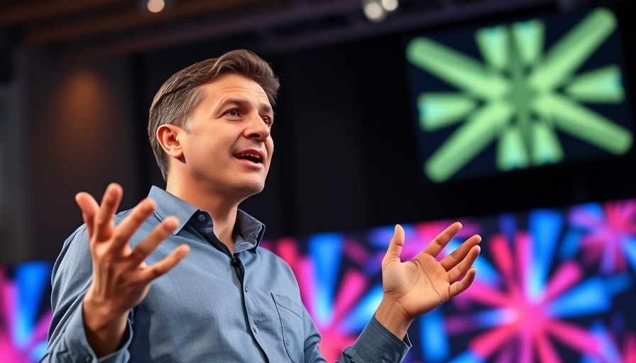Speaker discussing AI Roll-Up Strategy at a conference.