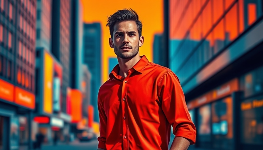 Stylized digital image of a confident man in vibrant colors, representing AI companionship and emotional connection.