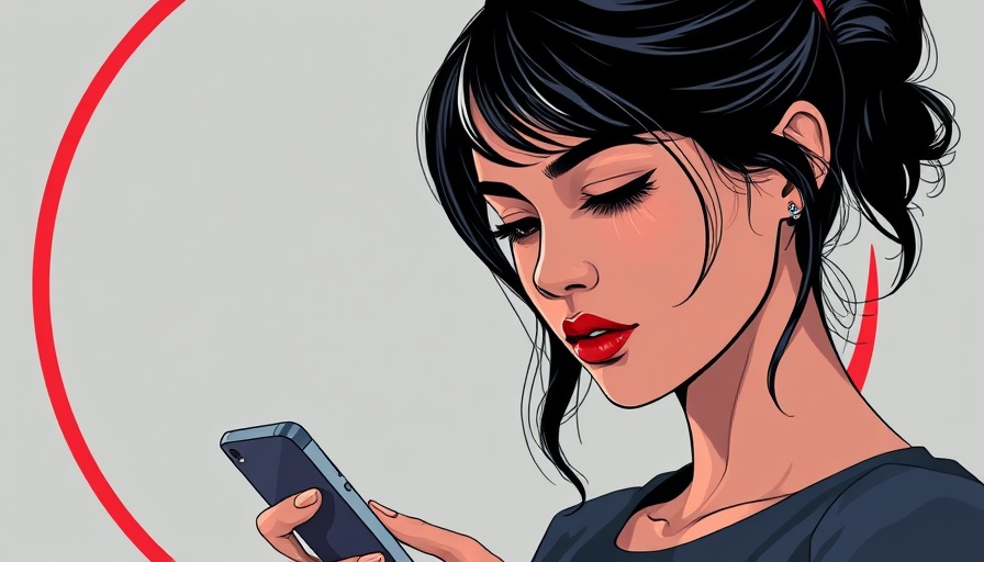 Young woman with smartphone, thinking, on abstract background.