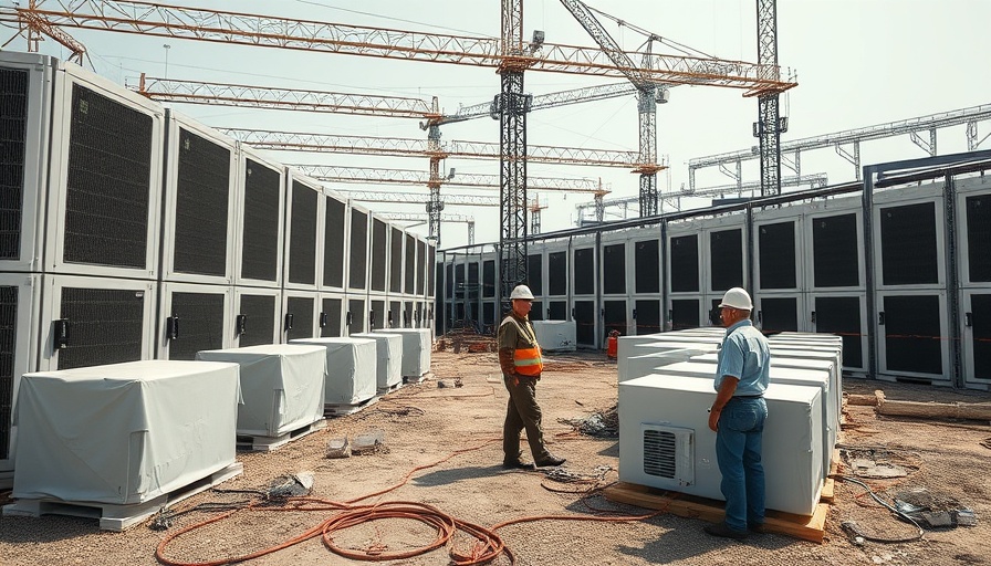 Sustainable AI data centers under construction, worker inspecting