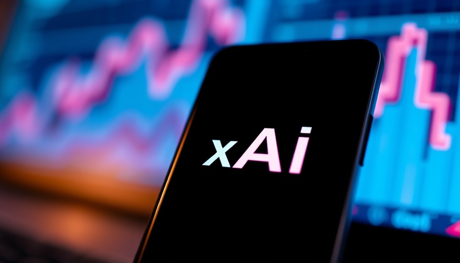 xAI logo on smartphone with colorful graph background, related to Elon Musk xAI air permit controversy.