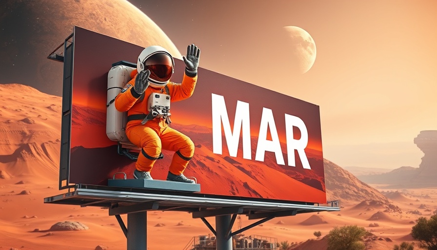 Neuralink DEI Benefits billboard showcasing Mars mission theme.