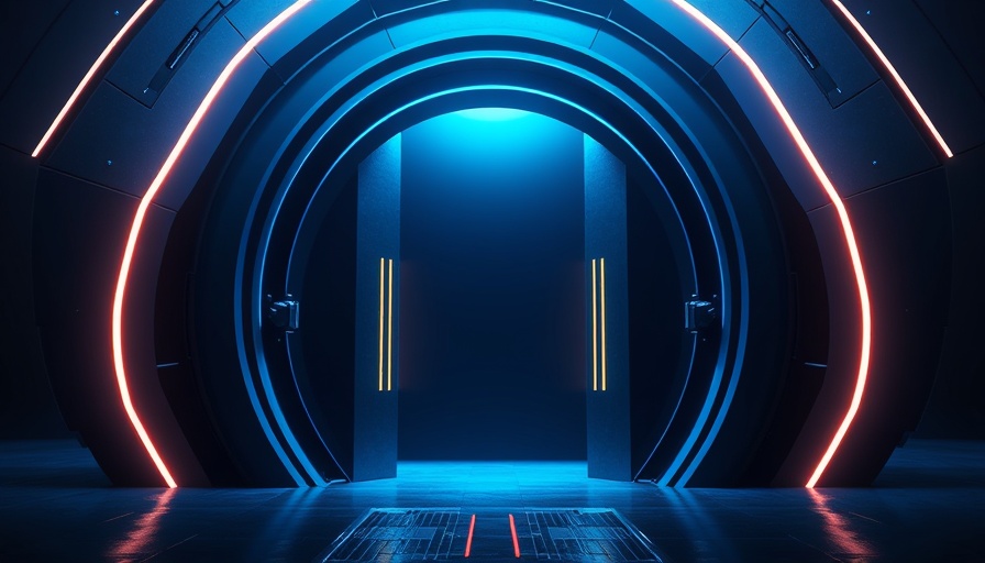 Futuristic abstract doorway symbolizing open-weight language models.