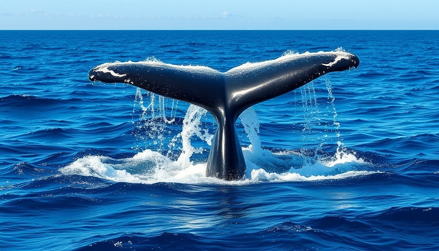 Majestic humpback whale tail creating a splash in the ocean.