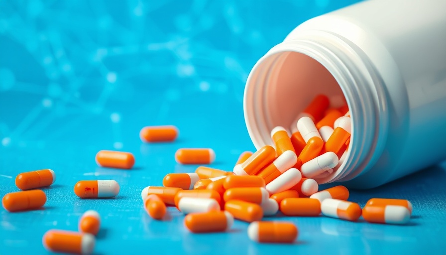 Generative AI antibiotics concept with capsules on digital network background.