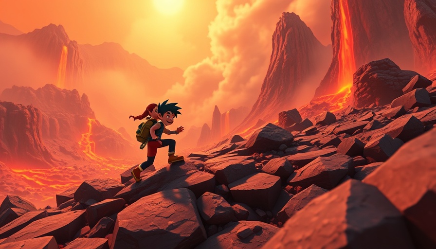 AI Game Clones in fiery cartoon volcano scene.