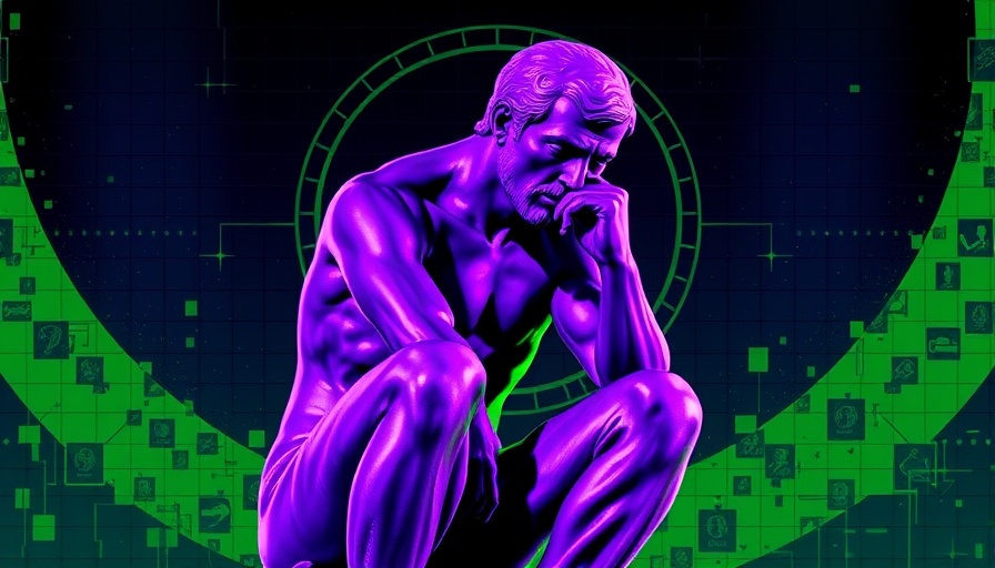 Brain-computer interface technology speech concept with abstract thinker statue.