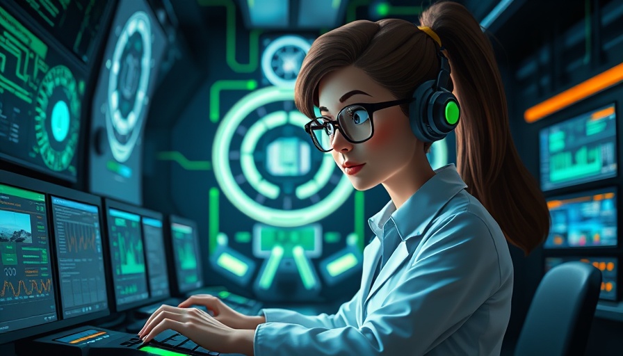 AI in Physics Experiments: Futuristic scientist with digital screens.