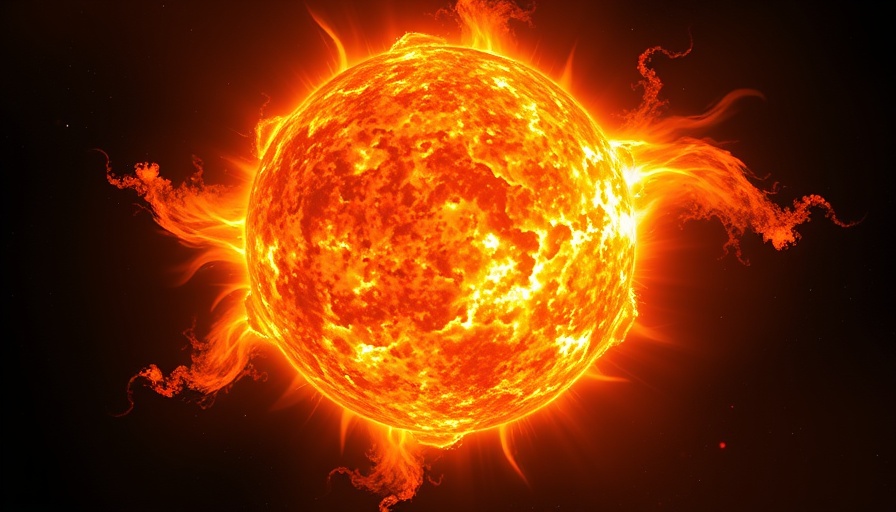 Dynamic fiery solar surface with solar flares to predict solar storm.