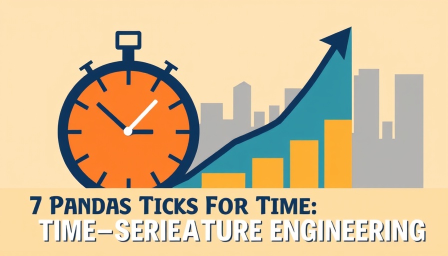 Stylized illustration highlighting 7 pandas tricks for time-series feature engineering.